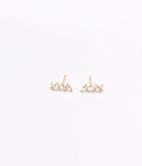 Baguette Mix Match Studs - Yellow Gold